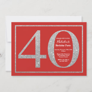 Invitation d'anniversaire 40 ans paillettes rouges