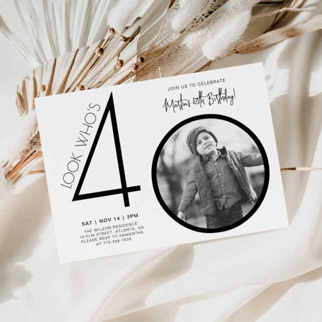 Invitation d'anniversaire 40 ans Photo Moderne (Créateur téléchargé)