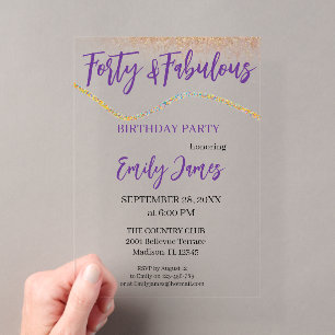 Invitation d'anniversaire 40 ans pour femme