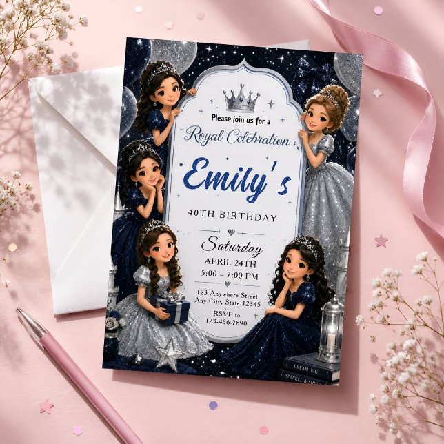 Invitation d'anniversaire 40 ans pour femme Prince (Créateur téléchargé)
