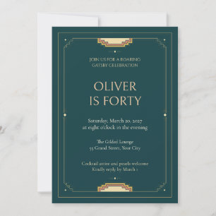 Invitation d'anniversaire 40 ans Roaring Teal Cora