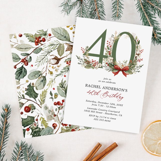 Invitation d'anniversaire 40 ans Rustique Hiver (Créateur téléchargé)