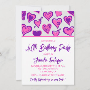 Invitation d'anniversaire 40 ans Saint-Valentin cœ