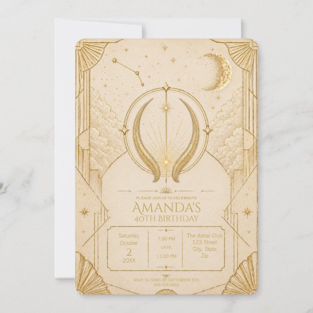 Invitation d'anniversaire 40 ans Taureau | Champag (Devant)