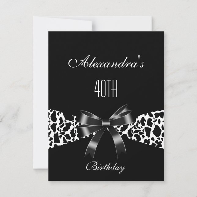 Invitation d'anniversaire 40 ans vache noir blanc (Devant)