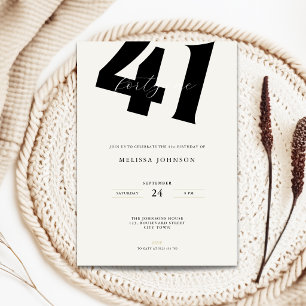 Invitation d'anniversaire 41 ans minimaliste - Typ