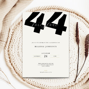 Invitation d'anniversaire 44 ans minimaliste - Typ