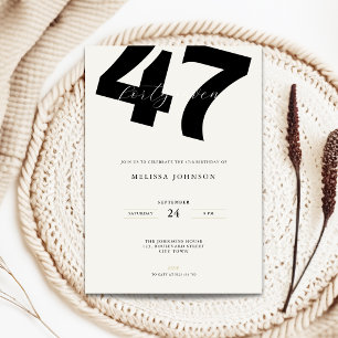Invitation d'anniversaire 47 ans minimaliste - Typ