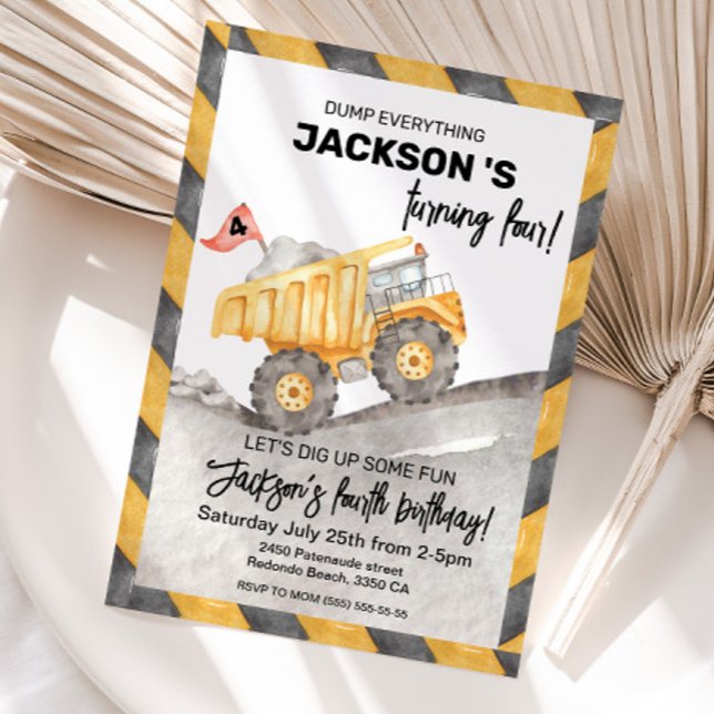 Invitation d'anniversaire 4 ans Construction, Cami (Construction 4th birthday invitation)