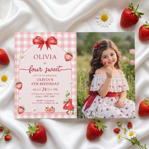 Invitation d'anniversaire 4 ans de Bow Berry Four