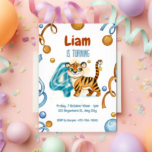 Invitation d'anniversaire 4 ans de Tigre Sauvage &