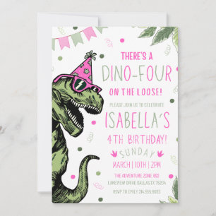 Invitation d'anniversaire 4 ans Dinosaure Enfant