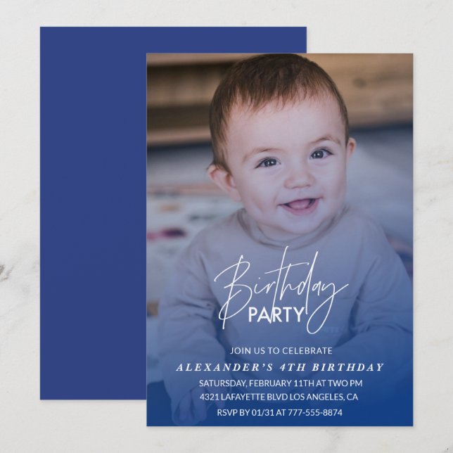 Invitation d'anniversaire 4 ans Fête d'anniversair (Devant / Derrière)