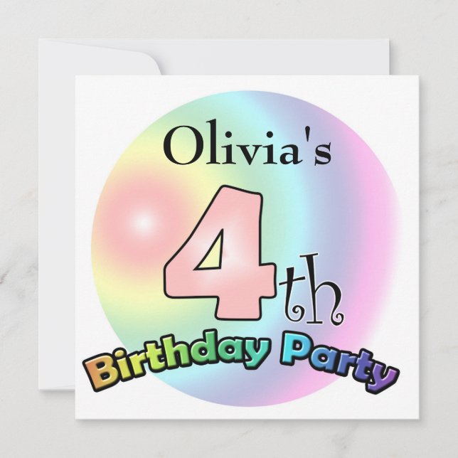 Invitation d'anniversaire 4 ans fille (Devant)