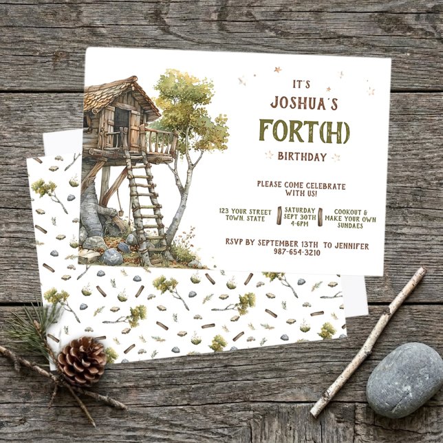 Invitation d'anniversaire 4 ans garçon Rustic Fort (Créateur téléchargé)
