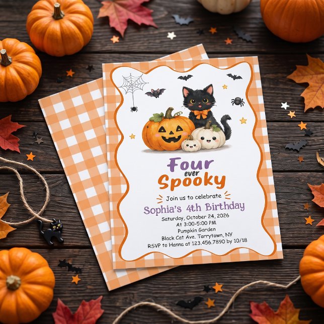 Invitation d'anniversaire 4 ans Halloween Quatre-f (Créateur téléchargé)