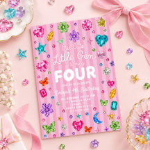 Invitation d'anniversaire 4 ans Pink Little Gem