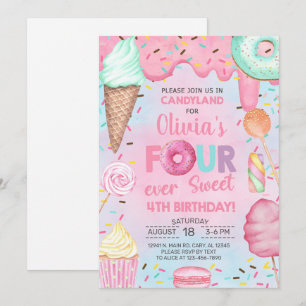 Invitation d'anniversaire 4 ans pour fille Four Ev
