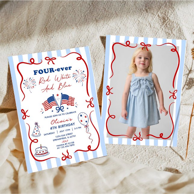 Invitation d'anniversaire 4 ans thème patriotique  (Créateur téléchargé)