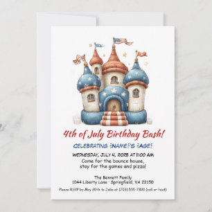 Invitation d'anniversaire 4 juillet Bounce House