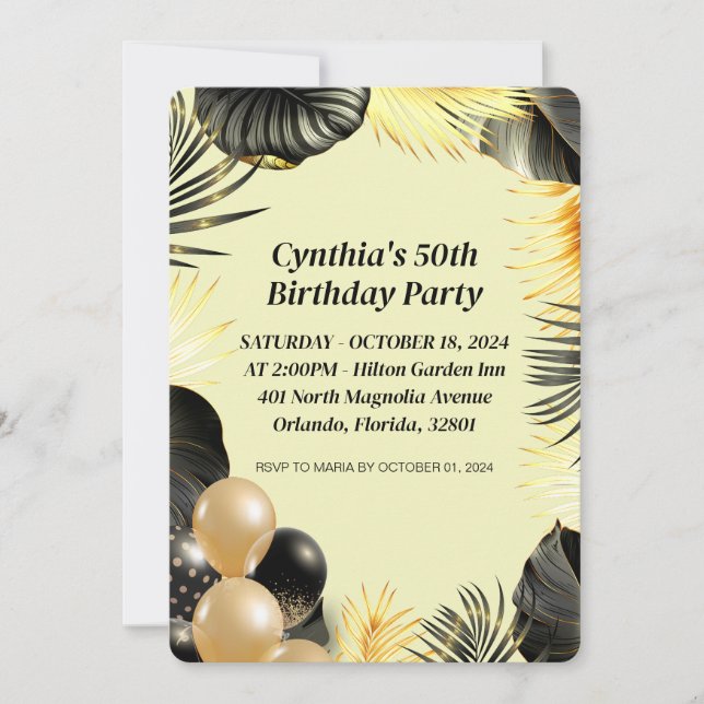 Invitation d'anniversaire 50 ans à plat (Devant)
