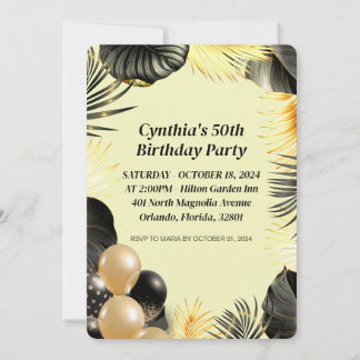 Invitation d'anniversaire 50 ans à plat