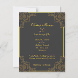 Invitation d'anniversaire 50 ans Art Déco Charbon
