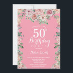 Invitation d'anniversaire 50 ans aux pivoines rose<br><div class="desc">Invitation d'anniversaire 50 ans pour femmes aux pivoines roses florales. Fleur florale aquarelle. Roses et pivoines élégantes roses. Anniversaire adulte. Fond rose. 13ème 15ème 16ème 18ème 20ème 21ème 30ème 40ème 50ème 60ème 70ème 80ème 90ème 100ème, tous âges. Pour une personnalisation supplémentaire, veuillez cliquer sur le bouton "Personnaliser" et utiliser notre...</div>