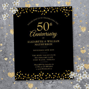 Invitation d'anniversaire 50 ans Budget noir et or