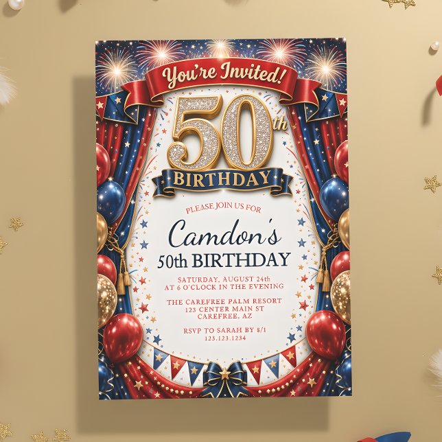 Invitation d'anniversaire 50 ans Carnaval pour lui (Créateur téléchargé)