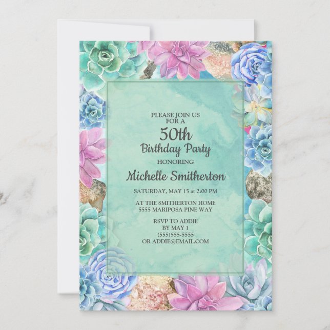 Invitation d'anniversaire 50 ans de femmes aux suc (Devant)