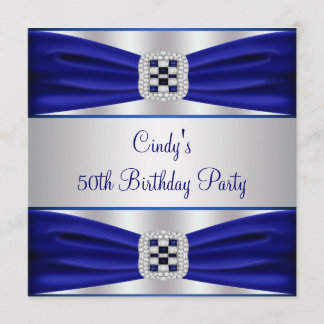 Invitation d'anniversaire 50 ans Diamant Saphir Bl