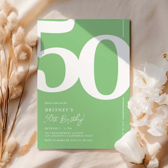 Invitation d'anniversaire 50 ans Fresh Green (Créateur téléchargé)