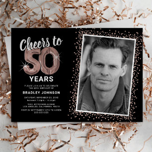 Invitation d'anniversaire 50 ans Glam Rose Gold