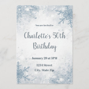 Invitation d'anniversaire 50 ans hiver sophistiqué