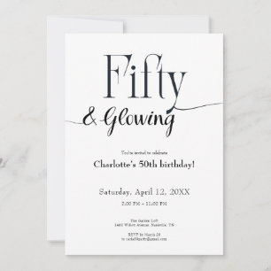 Invitation d'anniversaire 50 ans Minimaliste Noir