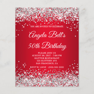 Invitation d'anniversaire 50 ans ombré rouge avec 