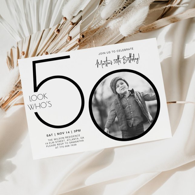 Invitation d'anniversaire 50 ans Photo Moderne (Créateur téléchargé)