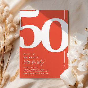 Invitation d'anniversaire 50 ans Rouge Contemporai