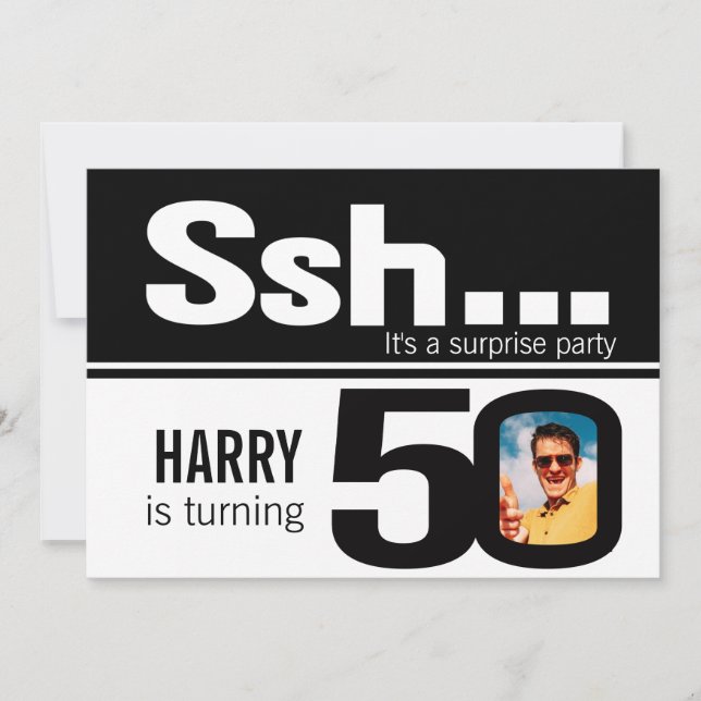 Invitation d'anniversaire 50 ans ssh hommes noir b (Devant)