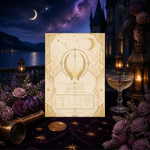 Invitation d'anniversaire 50 ans Taureau Or Crème
