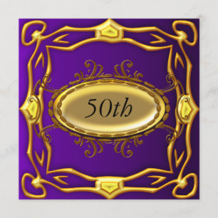 Invitation d'anniversaire 50 ans Violet et Or