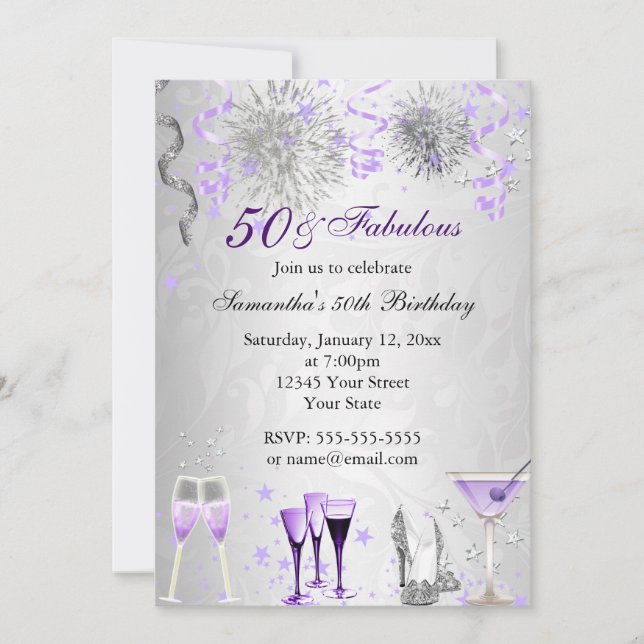 Invitation d'anniversaire 50 & Fabulous Celebratio (Devant)