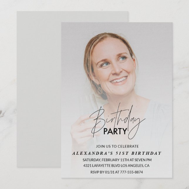 Invitation d'anniversaire 51 ans Fête d'anniversai (Devant / Derrière)
