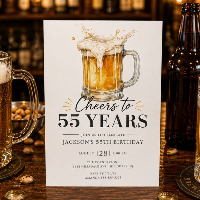 Invitation d'anniversaire 55 ans Cheers (Créateur téléchargé)