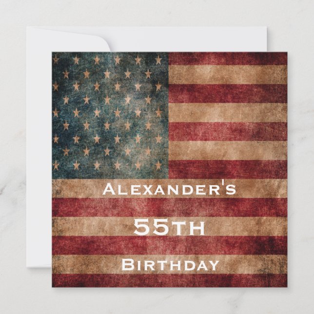 Invitation d'anniversaire 55 ans Vintage Grunge US (Devant)