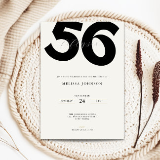 Invitation d'anniversaire 56 ans minimaliste - Typ