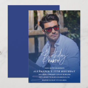 Invitation d'anniversaire 57 ans Bleu Fête d'anniv