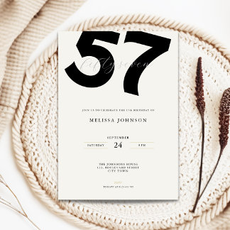 Invitation d'anniversaire 57 ans minimaliste - Typ