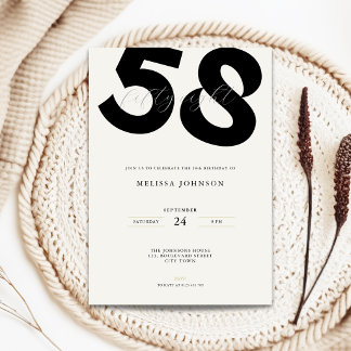 Invitation d'anniversaire 58 ans minimale - Typo g